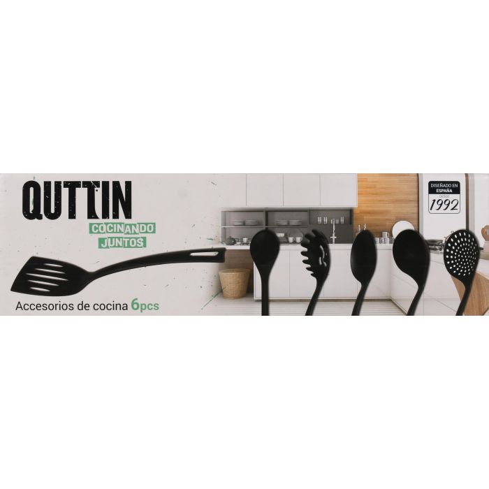 Quttin Set de 6 Utensilios de Cocina de Nylon Negro - Set/Conjunto 6 Piezas para Cocinar (8 Cajas) 1