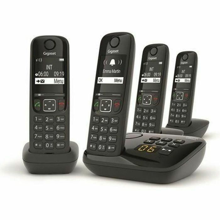 Gigaset AS690 A Quattro Teléfono Fijo Negro con Contestador, Manos Libres, Pantalla Ultraleible y Directorio 100 Contactos Gigaset AS690 A Quattro Teléfono Fijo Negro con Contestador, Manos Libres, Pantalla Ultraleible y Directorio 100 Contactos