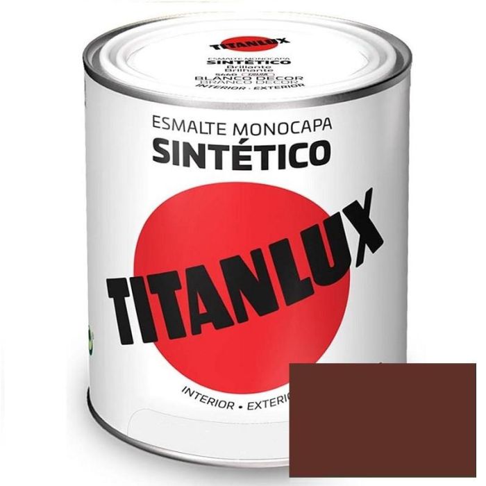 TITAN 517 Esmalte Sintético Industrial Pardo 750 ml de Alta Calidad Secado Rápido para Acero, Metal, Rodillo y Pistola