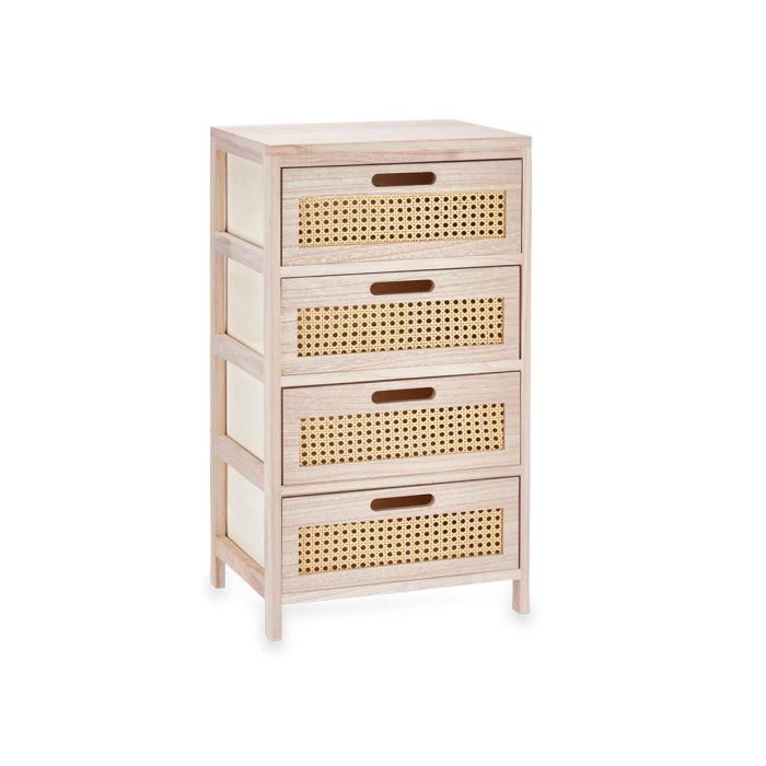 Cajonera de Rattan 4 Cajones Ancha Giftdecor 40x70x29 cm, Madera y Plástico, Color Natural 1