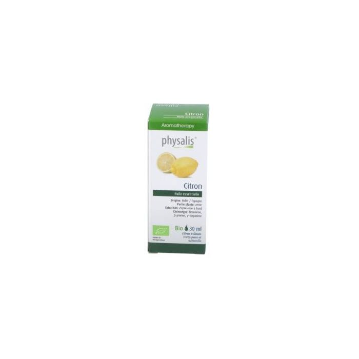 PHYSALIS Esencia de Limón Orgánica 30ml - Aceite Esencial Bio Prensado en Frío (Citrus limonum) Para Difusión o Uso Tópico y Oral