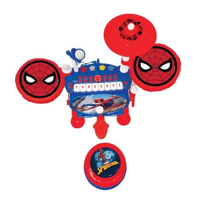 SPIDER-MAN Kit completo electrónico de batería ligera con teclado, platillos y taburete - LEXIBOOK 1 SPIDER-MAN Kit completo electrónico de batería ligera con teclado, platillos y taburete - LEXIBOOK 1