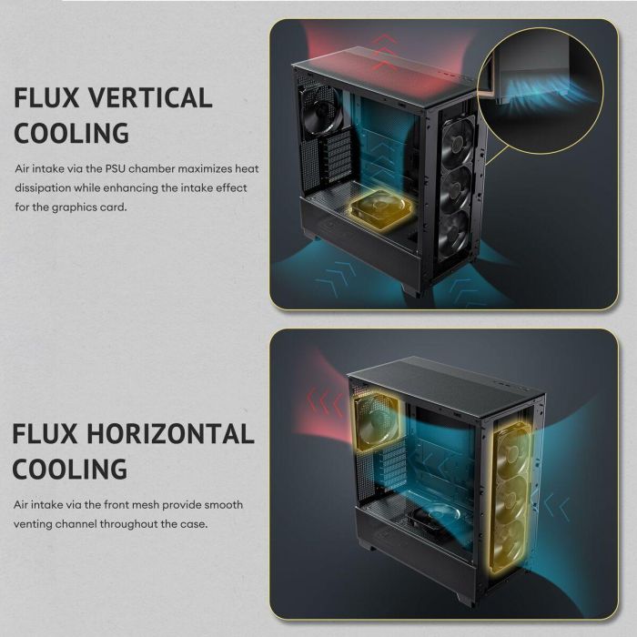 ANTEC FLUX SE Midi Tower para PC, Negro y Madera 27