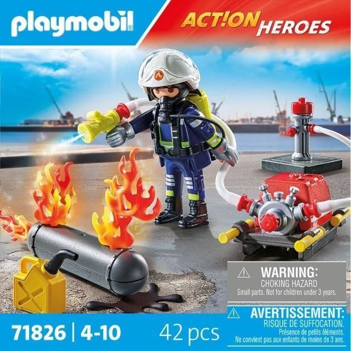 Playmobil - Bombero Con Bomba De 3 Playmobil - Bombero Con Bomba De 3