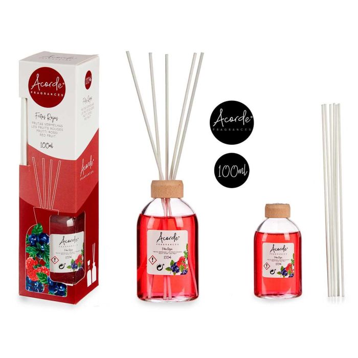 Mikado 100 ml con varilla frutos rojos - Acorde, vidrio y madera, 5.5x21.3x5.5 cm (12 Unidades) Mikado 100 ml con varilla frutos rojos - Acorde, vidrio y madera, 5.5x21.3x5.5 cm (12 Unidades)