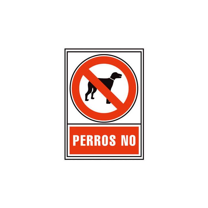 Archivo 2000 Señal "Perros No" 210x297 mm Pvc 700 Micras Blanco-Rojo