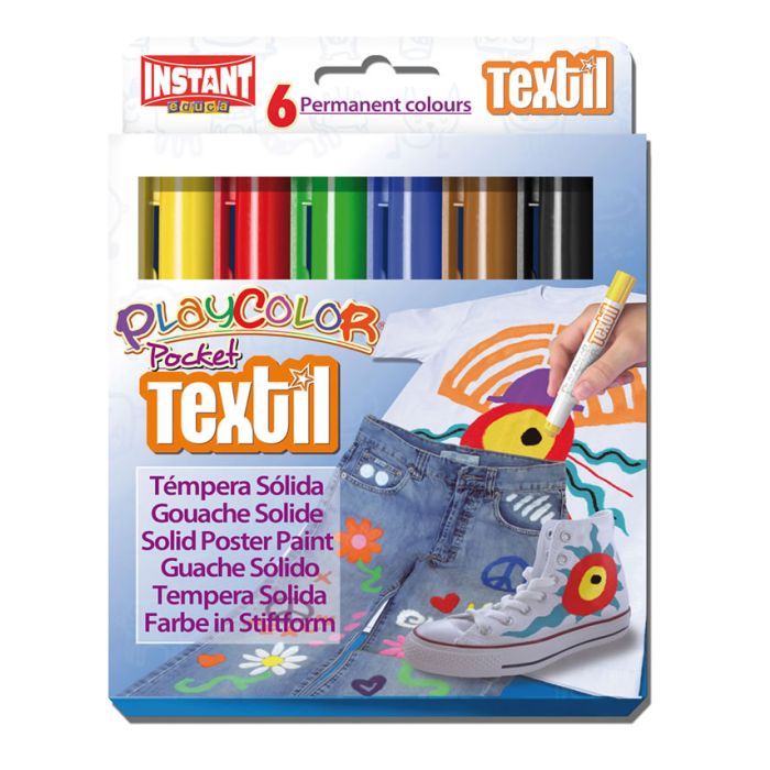 Tempera playcolor solida playcolor 6 barritas colores textil (10501)