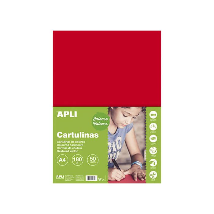 Cartulina apli 170 grs. a4 50 hojas rojo (14239) 0
