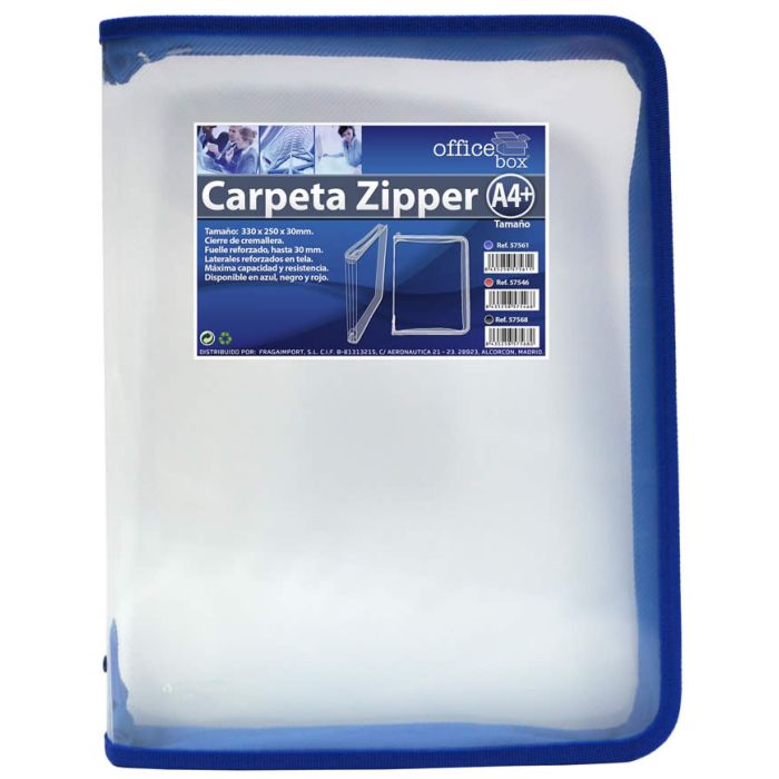 Carpeta o. box portatodo zipper cierre cremallera ancho 30 mm. a4 (57561)