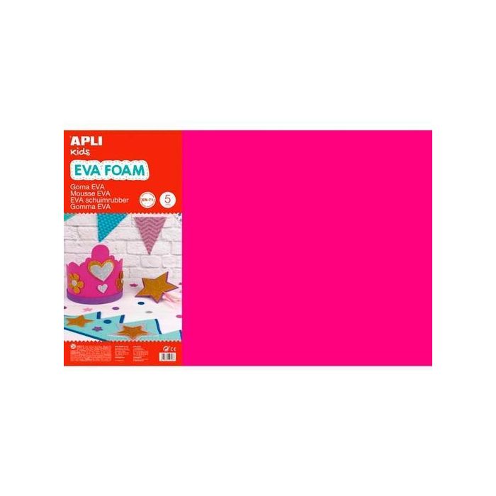 Apli Goma Eva 40x60 cm Grosor 2 mm Fucsia Pack 5 Ud