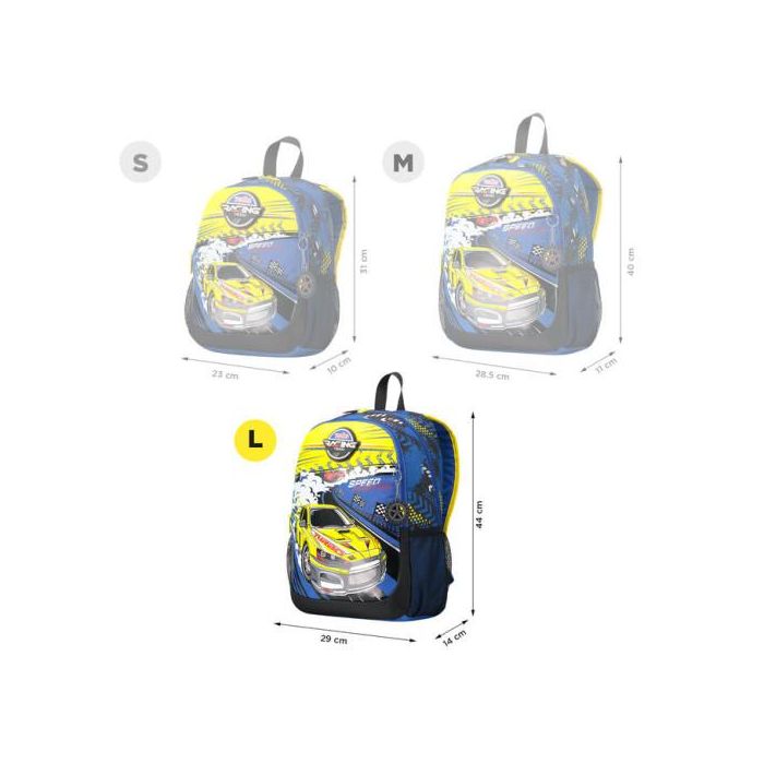 Totto Mochila Escolar Grande de Carreras de Coches Velocity Collection, 17.9 Litros, MJ04VLC003-2310-6J7L 2