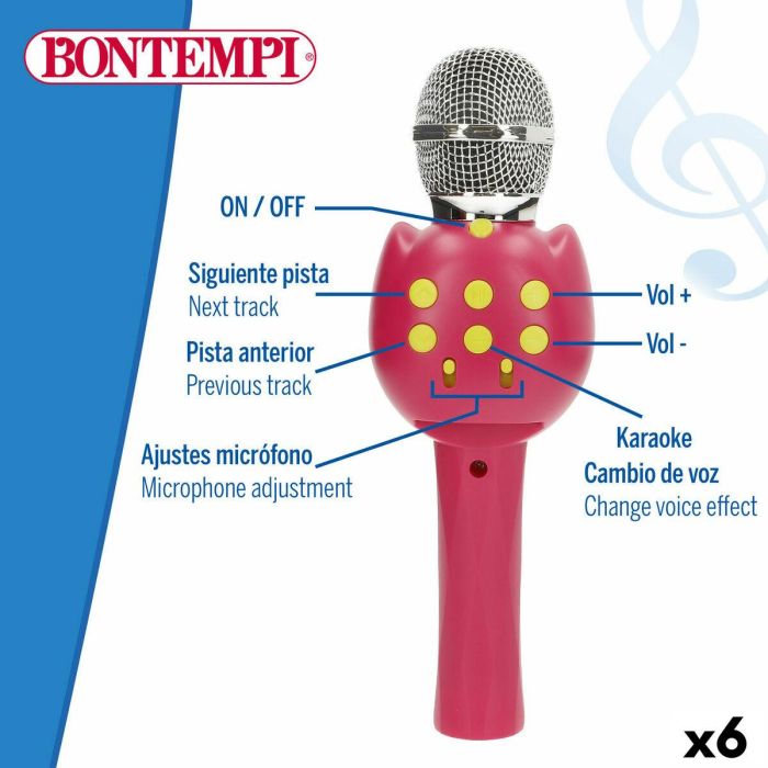Micrófono Karaoke Bontempi 6 Unidades 18 Micrófono Karaoke Bontempi 6 Unidades 18