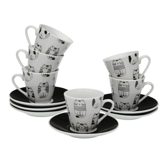 Juego de 6 Tazas con Plato Versa Porcelana Gato
