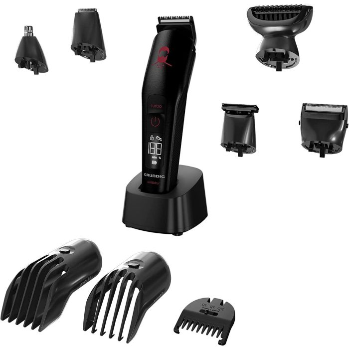 GRUNDIG CORTAPELO RECARGABLE PARA BARBA CON DISPLAY DE CARGA - USO WET & DRY - INCLUYE ACCESORIOS