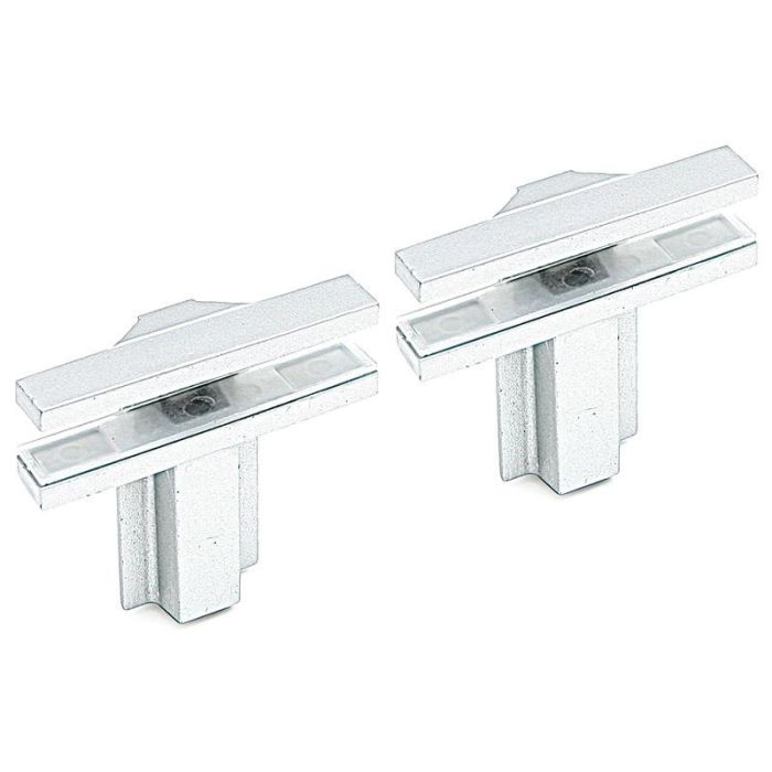 Herrajes Fab.Nacional Juego 2 Soportes Mordazas para Estante Fijación Directa, Madera o Cristal, Espesor 3-25mm, Zamak Aluminio RAL 9006