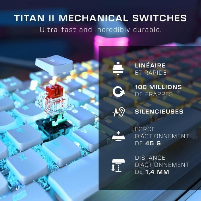 Teclado mecánico para juegos de PC - TURTLE BEACH - TBK-1002-12-FR - Vulcan II - Blanco 3