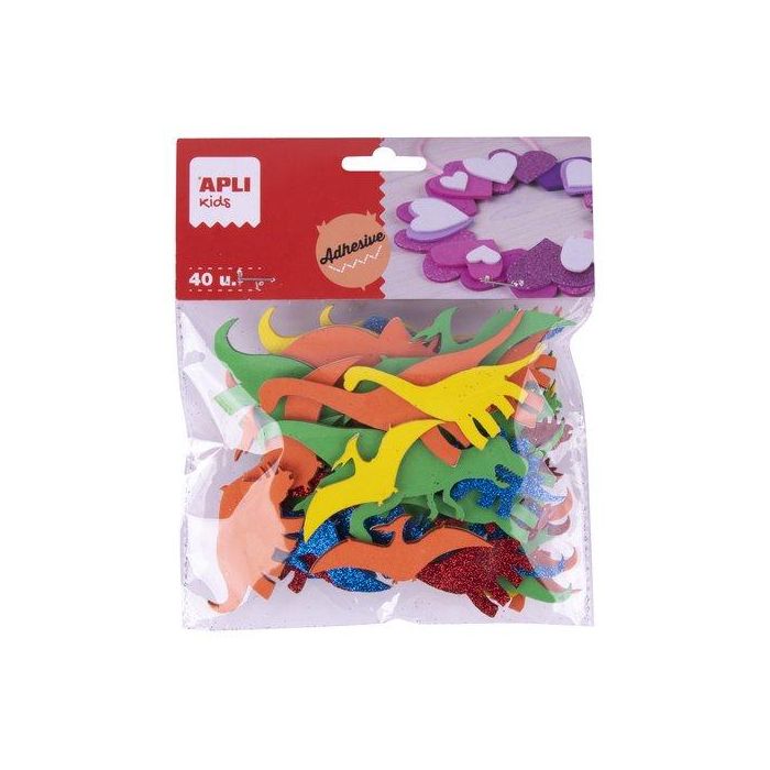 Goma Eva Apli Formas Adhesivas Dinosaurios Surtido Bolsa De 40 (Set de 5)