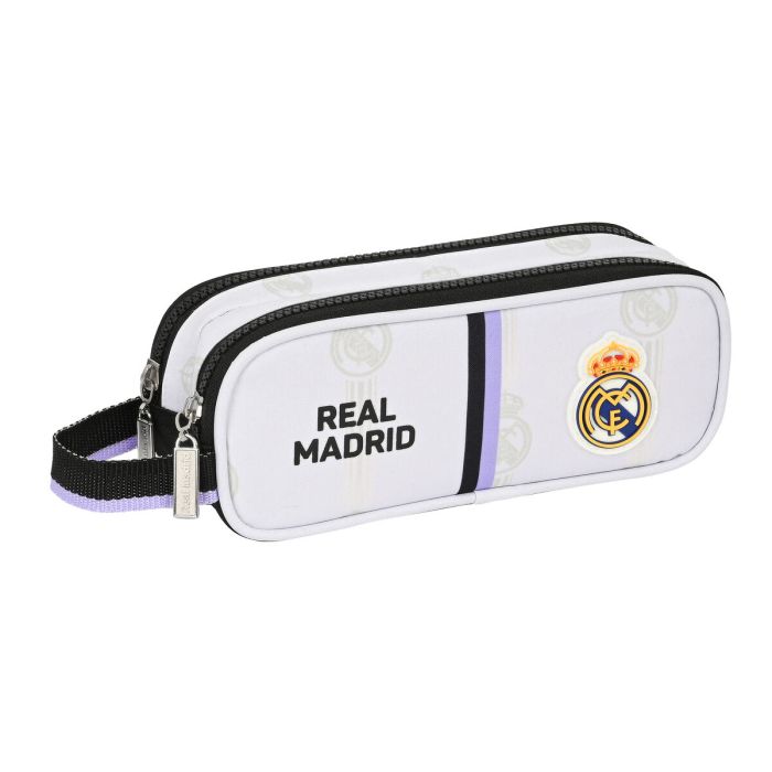 Portatodo Doble Real Madrid C.F. Negro Blanco (21 x 8 x 6 cm)