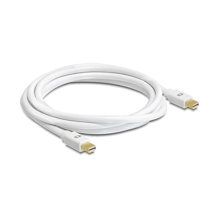 DeLOCK Cable Mini DisplayPort 1.2 a Mini DisplayPort (macho/macho) 4K 60Hz 0.5 m, color blanco, contacto chapado en oro 1