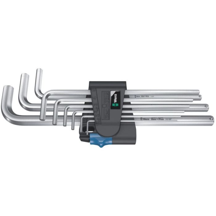 Wera 950L/9 Hex-Plus HF 1 Juego de llaves angulares, 9 piezas, tamaños 1.5-10mm, acabado cromo