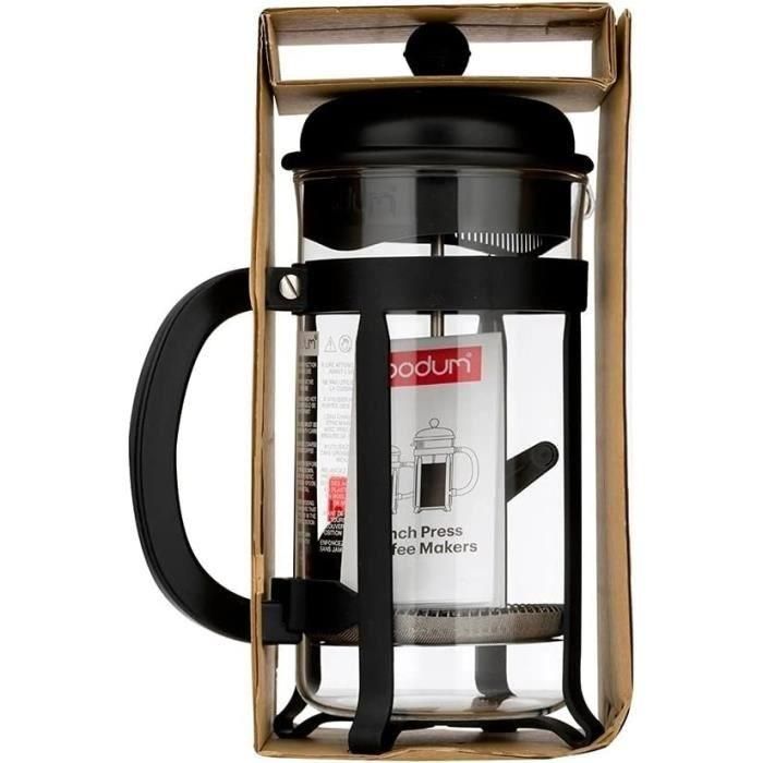 Cafetera de prensa francesa - BODUM - 1908-01 - Negra - Vidrio de borosilicato - Acero inoxidable 3 Cafetera de prensa francesa - BODUM - 1908-01 - Negra - Vidrio de borosilicato - Acero inoxidable 3