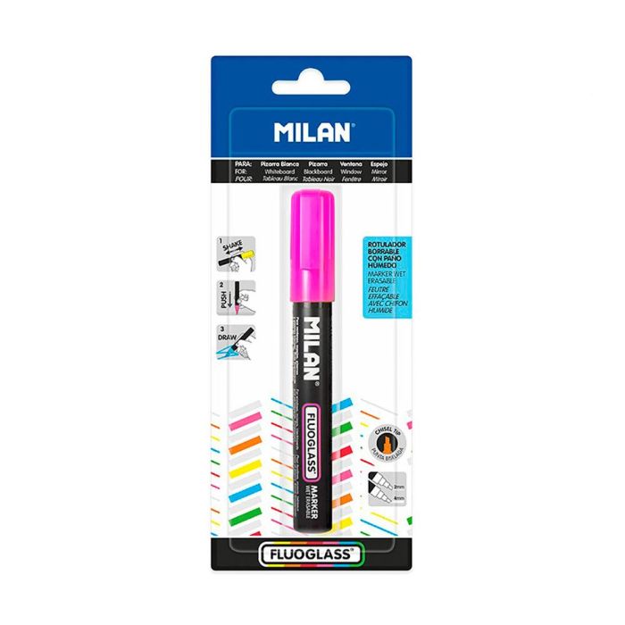 Milán Rotulador Borrable Fluoglass 2 Punta Biselada 2-4mm Rosa para Superficies Lisas Blister 1 Milán Rotulador Borrable Fluoglass 2 Punta Biselada 2-4mm Rosa para Superficies Lisas Blister 1