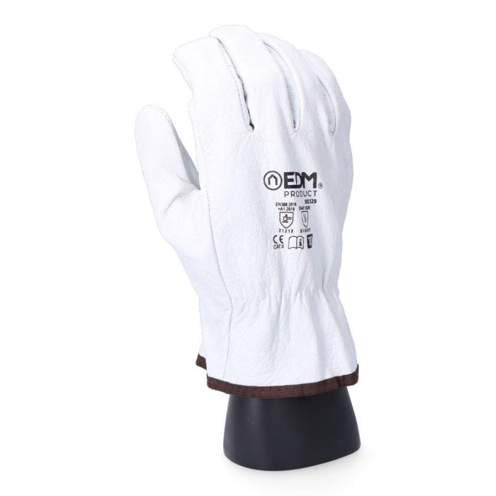 Edm Guantes de transporte de cuero flor para conducción, montaje y uso agrícola - Talla 9 3