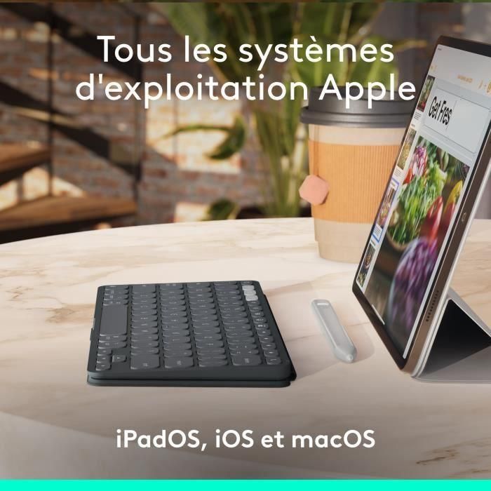 Teclado portátil - Inalámbrico - Logitech - Keys-To-Go 2 - para Ipad - AZERTY - Grafito 4 Teclado portátil - Inalámbrico - Logitech - Keys-To-Go 2 - para Ipad - AZERTY - Grafito 4