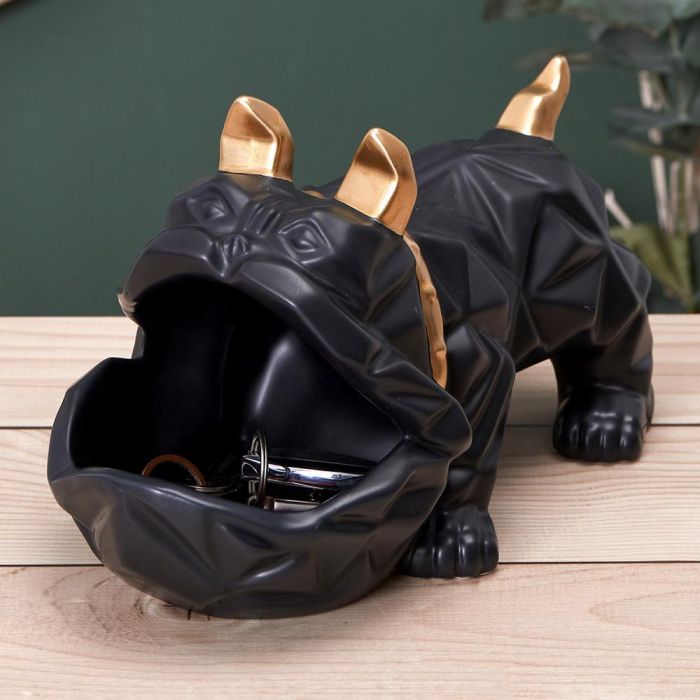 Home Deco Factory Vaciabolsillos Bulldog Negro Galerie Escultura para Llaves Monedas 30x16x18 cm 3