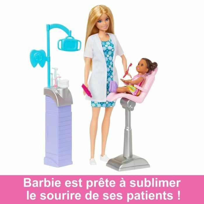 Barbie HKT69 Set de consulta dental con 2 muñecas, silla, estación de trabajo, herramientas dentales, cepillo y pasta de dientes 3 Barbie HKT69 Set de consulta dental con 2 muñecas, silla, estación de trabajo, herramientas dentales, cepillo y pasta de dientes 3