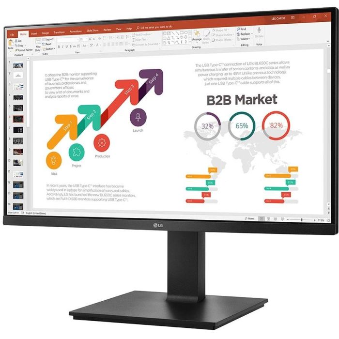LG 24BP450Y-B - Monitor de 24" Full HD (1920x1080) IPS 5ms, 75Hz, FreeSync, Altura Ajustable, Pivote, HDMI, DisplayPort, VGA, Negro
