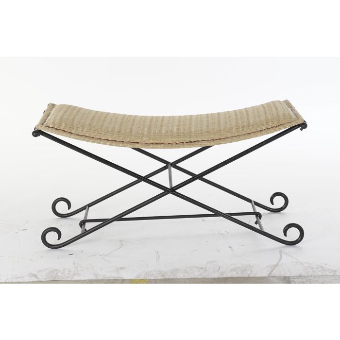 DKD Home Decor Descalzadora Ratán Metal Marron Claro Negro 94x49x44 cm 4