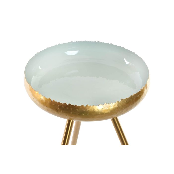 DKD Home Decor Mesita Auxiliar Moderna de Metal Azul Dorado Lacado Desmontable Doble Cara 43x43x61 cm