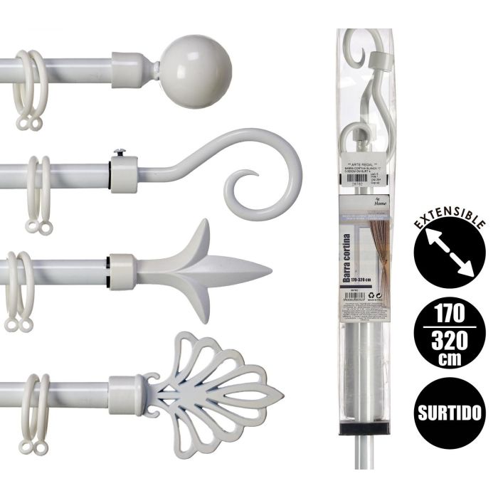 Barra Cortina Blanca Giftdecor 170-320 cm, Hierro, Diámetro 2 cm (8 Unidades) 3 Barra Cortina Blanca Giftdecor 170-320 cm, Hierro, Diámetro 2 cm (8 Unidades) 3