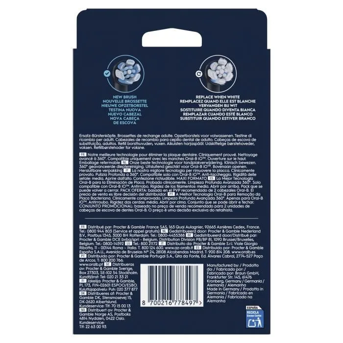 Oral-B ORA8700216778497 Recambios de cabezales de cepillo iO Ultimate Clean - Paquete de 8 - Negro 4 Oral-B ORA8700216778497 Recambios de cabezales de cepillo iO Ultimate Clean - Paquete de 8 - Negro 4