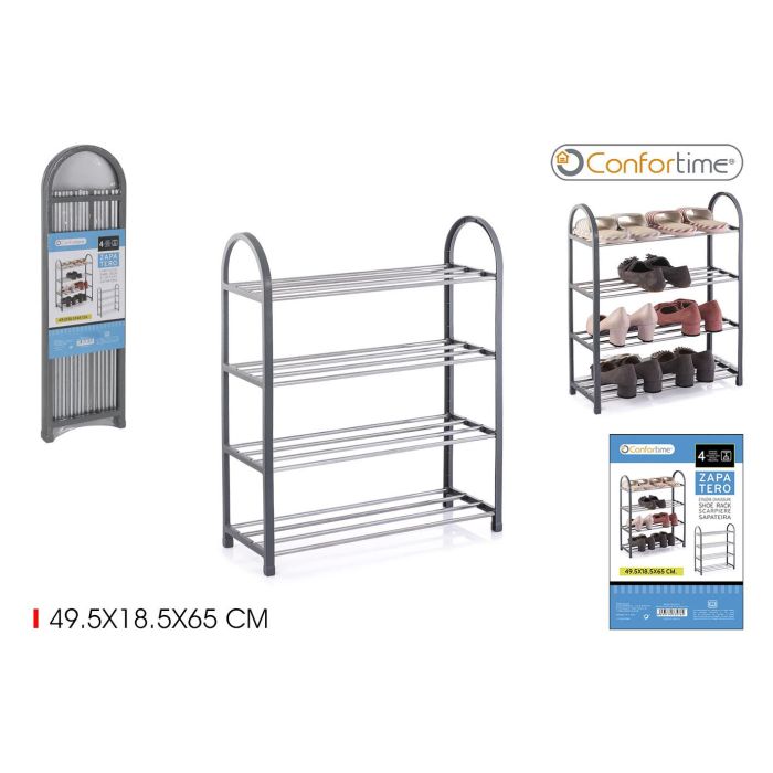 Confortime Zapatero Metal/Plástico 4 Piezas 49.5 x 18.5 x 65 cm (12 Unidades)