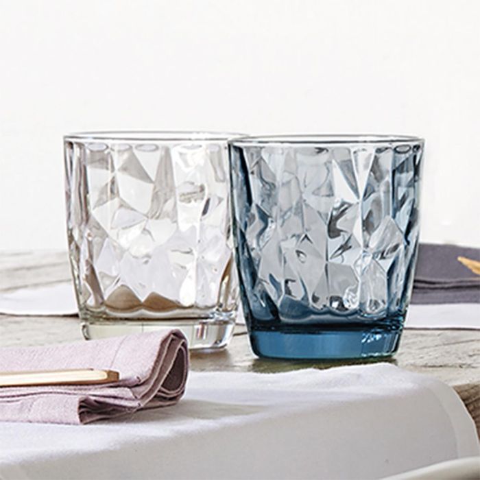 Bormioli Rocco Vaso Bajo Vidrio Diamond Azul 39 cL Pack de 6, Con Relieve, Fabricado en Italia, Apto Lavavajillas, Larga Duración 1