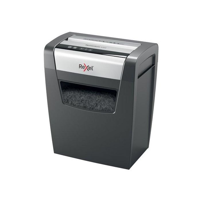 Rexel Destructora Automática Momentum X410, Corte Confeti 4x28 mm, Antiatasco, Hasta 10H, Negro
