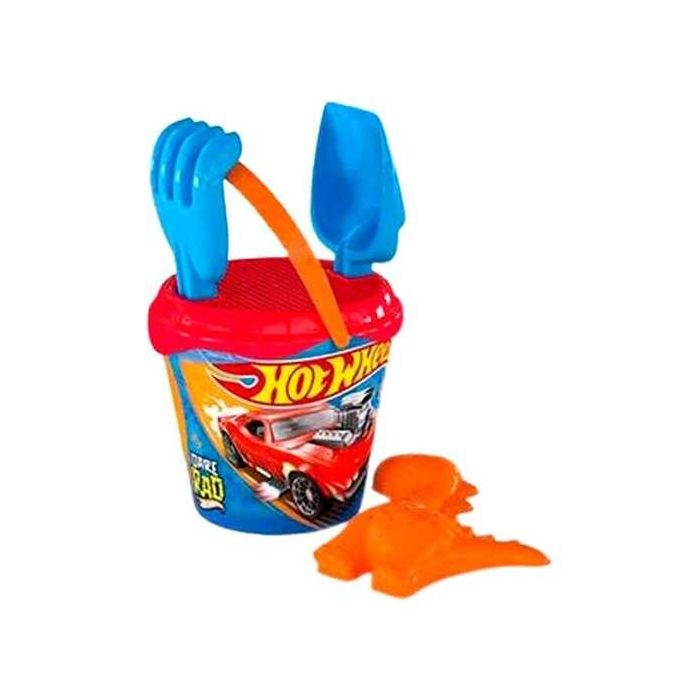 Cubo de playa hot wheels 18 cm con cedazo, pala, rastillo y 2 moldes en red 1 Cubo de playa hot wheels 18 cm con cedazo, pala, rastillo y 2 moldes en red 1