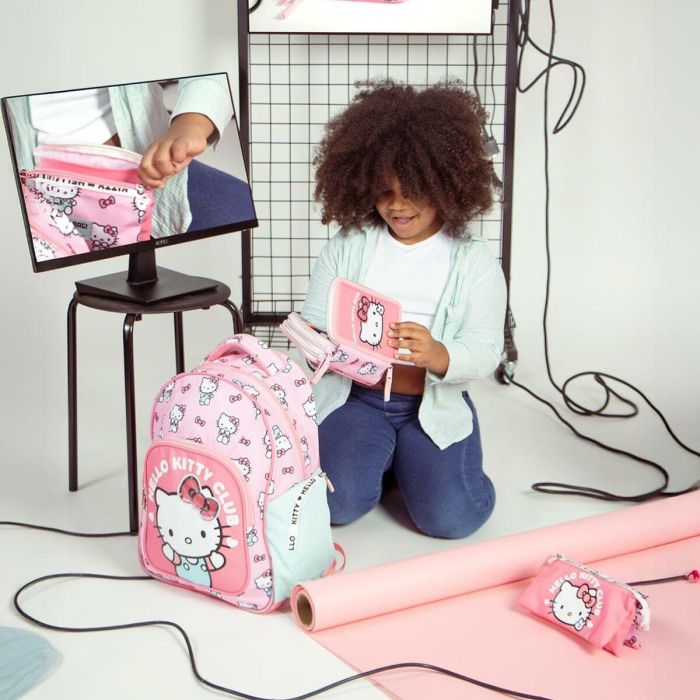 Cerdá Estuche Plumier Escolar con Accesorios Giotto Hello Kitty Rosa 12.5x6.5x19.5 cm para niños +3 años 4
