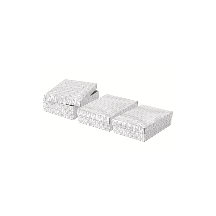 Esselte Caja de Almacenamiento de Cartón Blanco con Asas, 360x265x100 mm, Pack 3 Unidades 3