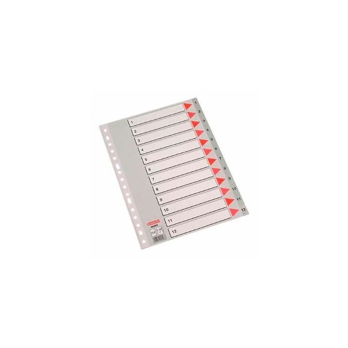 Esselte Índice Numérico Multitaladro 1-12 Polipropileno Folio Gris Con Carátula Índice Cartón Color Esselte Índice Numérico Multitaladro 1-12 Polipropileno Folio Gris Con Carátula Índice Cartón Color
