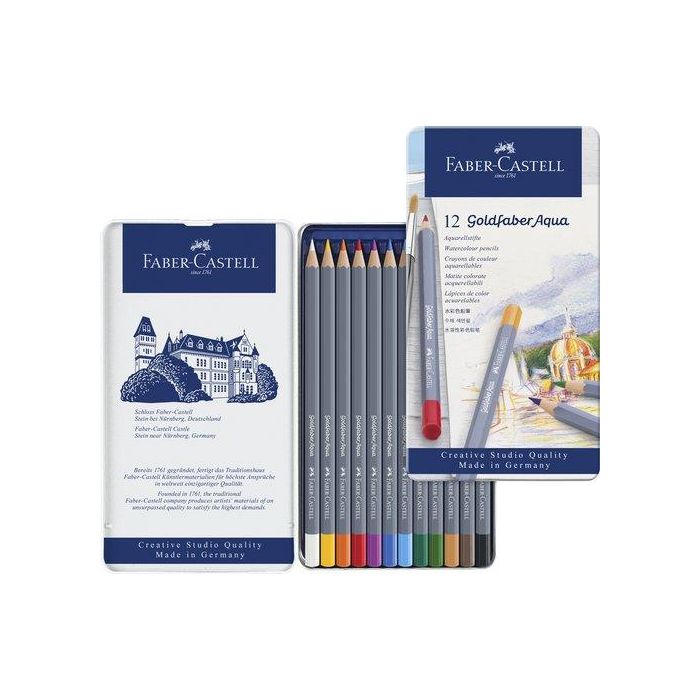 Lapices Acuarelables Faber-Castell Goldfaber Aqua 1146 Estuche De Metal De 12