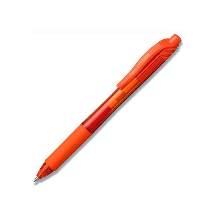 Pentel bolígrafo energel retráctil punta 0.7mm naranja -12u-