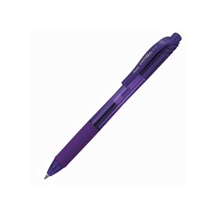 Pentel bolígrafo energel retráctil punta 0.7mm violeta -12u-