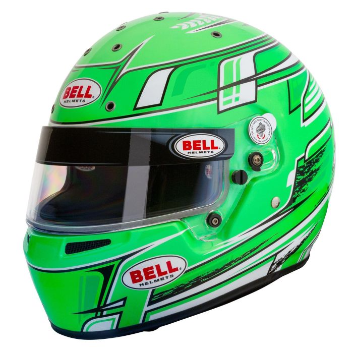 Bell BL1311115 Casco KC7 CMR Juvenil Karting Ligero Fibra Carbono Antivaho DSAF Ventilado Snell-FIA CMR-2016 Verde Talla 58