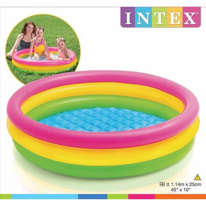 Piscina hinchable 3 aros colores con suelo hinchable (capacidad 131 litros) (+ 2 años)114x25 cm - modelos surtidos 1