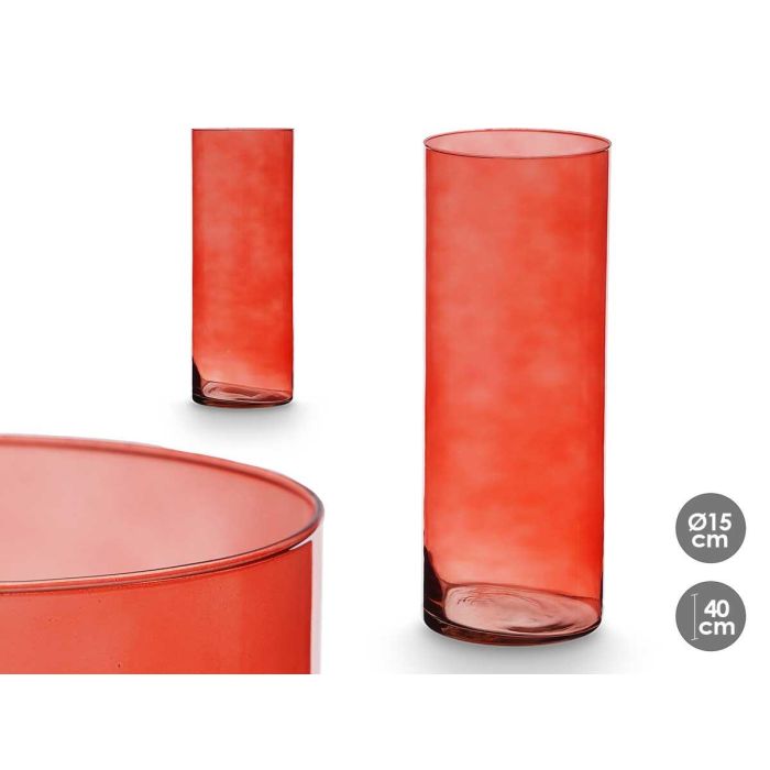 Jarrón de Cristal Cilíndrico 15 cm Diámetro x 40 cm Alto Color Teja - Giftdecor Jarrón de Cristal Cilíndrico 15 cm Diámetro x 40 cm Alto Color Teja - Giftdecor