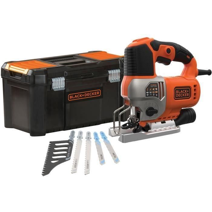 Sierra de calar pendular con cable - BLACK & DECKER - BES610KA5-QS - 650 W + 5 cuchillas