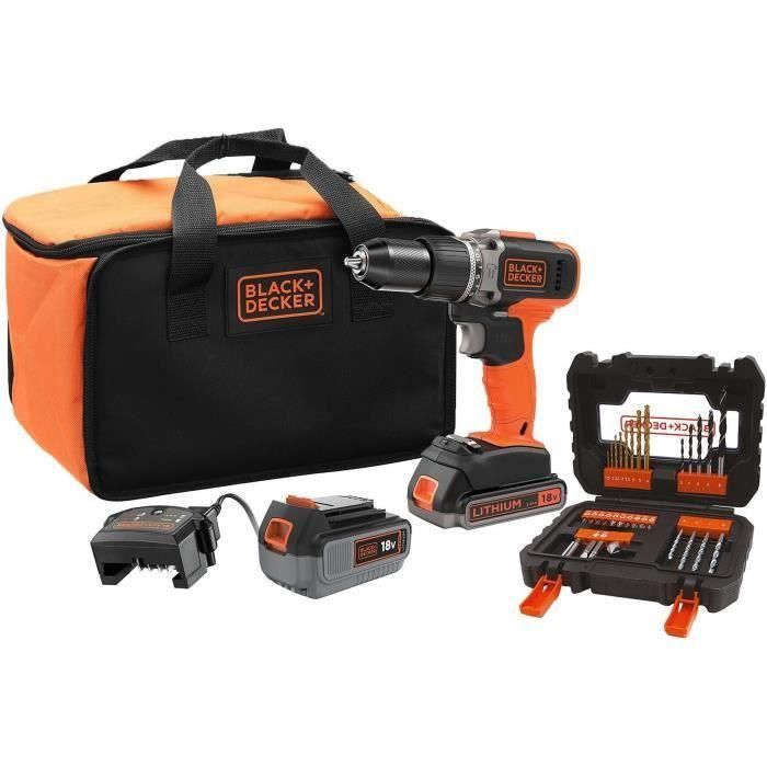 Taladro de impacto inalámbrico - BLACK & DECKER - BCD003ME2SA-QW - 18 V - 1 batería de 4 Ah + 1 batería de 2,5 Ah